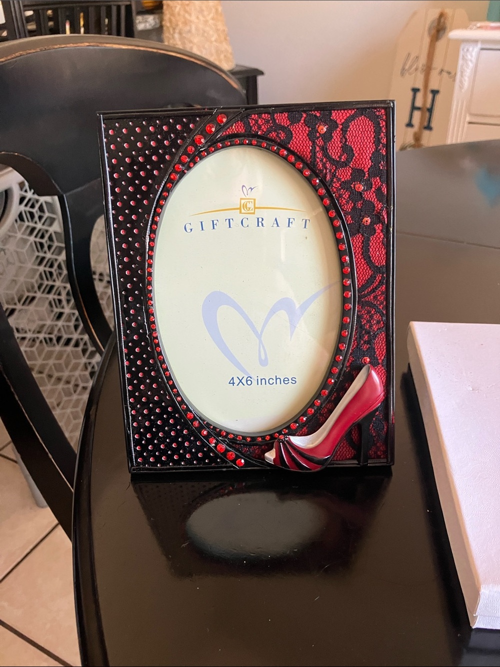 Craft Red & Black Jeweled Photo Frame with Shoe Accent